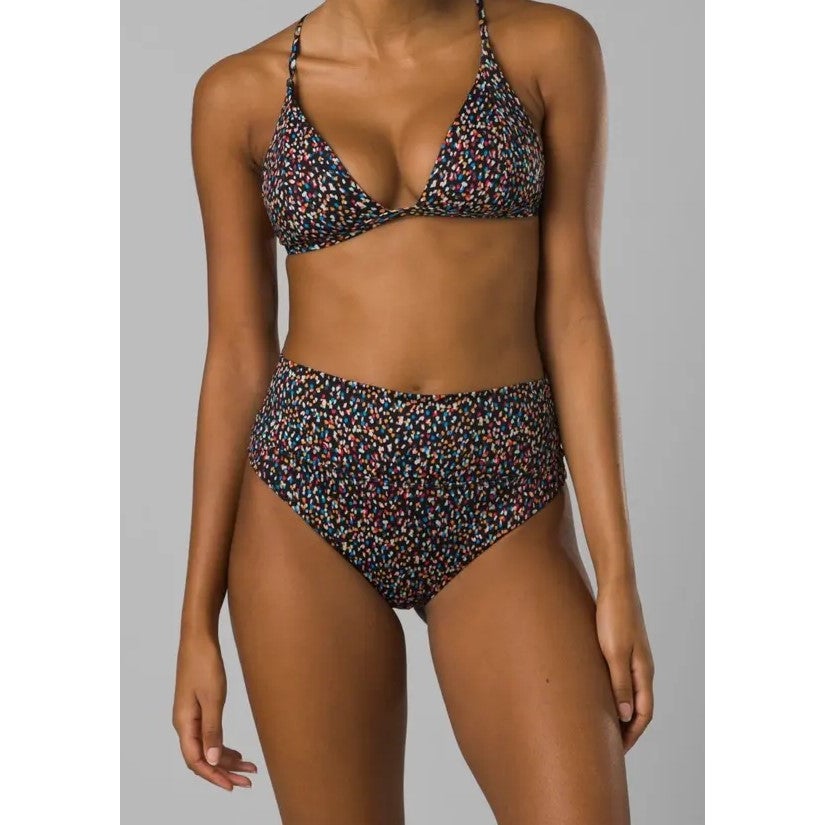 PRANA Women's Aurelia Bikini Bottom XS Black Alotta Dots High Waist NWT