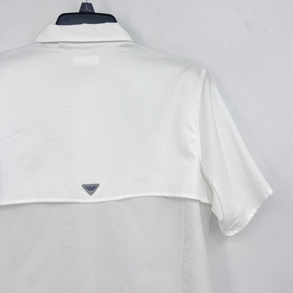 COLUMBIA Women's PFG Tamiami II Shirt Large White Short Sleeve UPF 40+ NWT