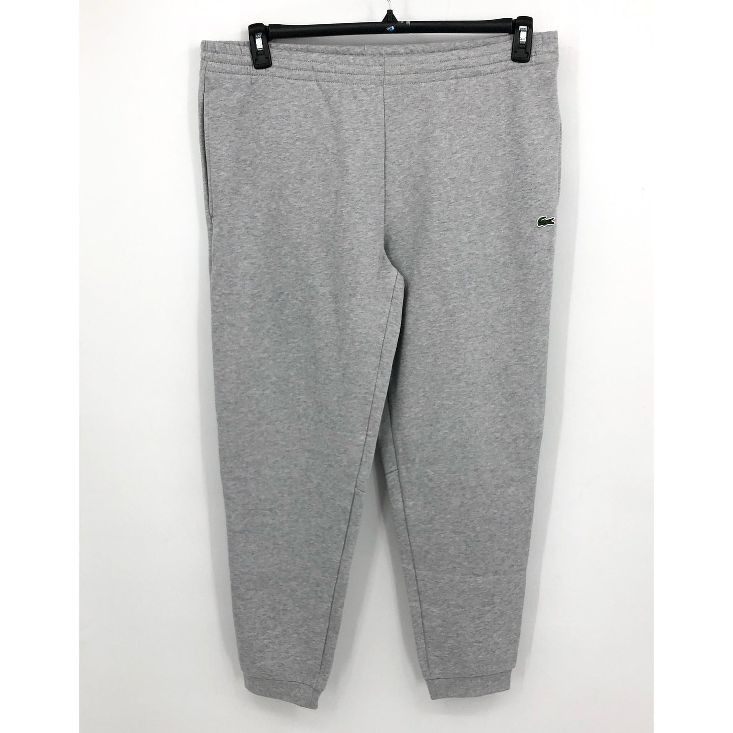 LACOSTE Men's Core Fleece Tapered Fit Joggers Size 6 XL Grey Elastic Waist NWT