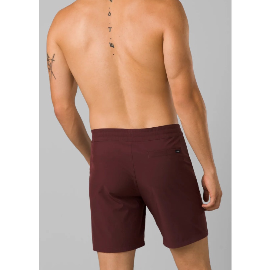 PRANA Men's Riveter Board Shorts Size 35 Dark Red Cacao 9" Inseam Drawstring NWT