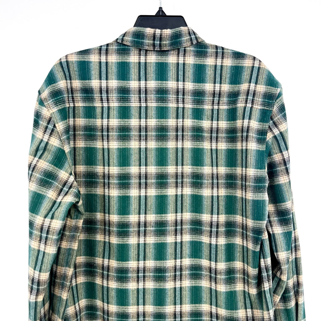 ADIDEM ASTERISKS Men's Button Down Flannel Shirt Small Green Plaid NWOT
