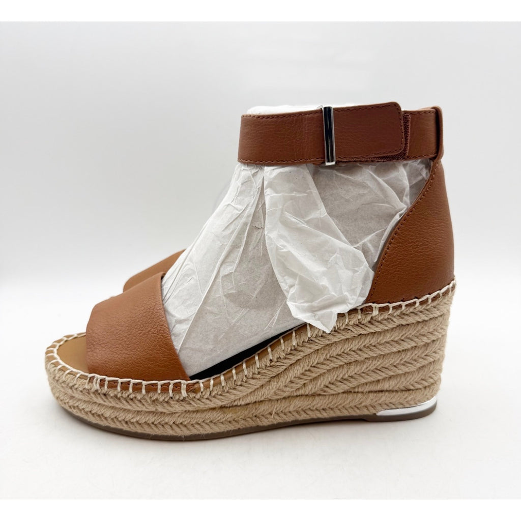 Franco Sarto Women's Clemens Raffia Espadrille Wedge Sandals US 6.5 M Brown NWOB