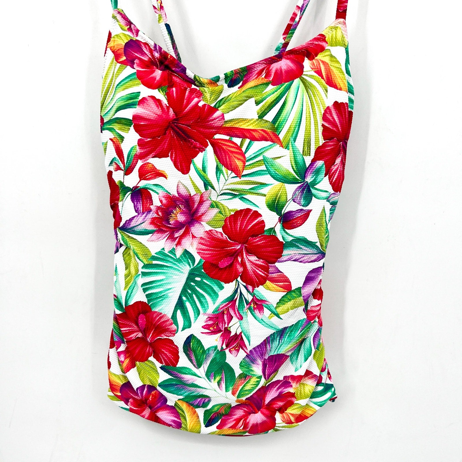 TOMMY BAHAMA Fiesta Reversible Tankini Top Small White Pink  Island Cays NWT