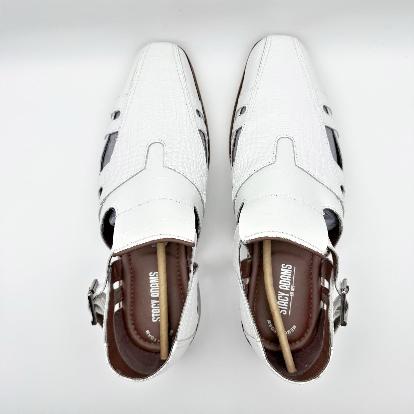 Stacy Adams Mens Calvino City Sandal US 10 M EU 43 White Printed Leather NIB