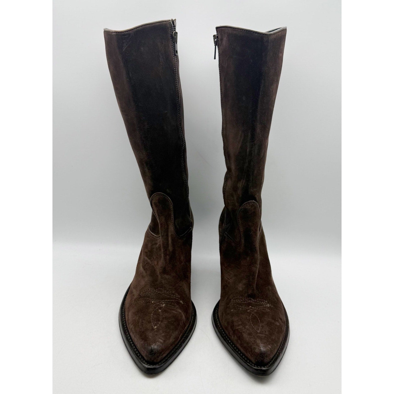 RE/DONE Womens 90s Western Knee High Boots EU 37 US 7 Brown Suede EUC