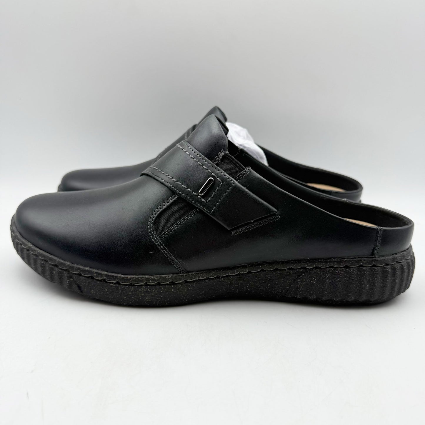 Clarks Womens Caroline Bay Clogs US 11 M EU 42.5 Black Leather SR NIB