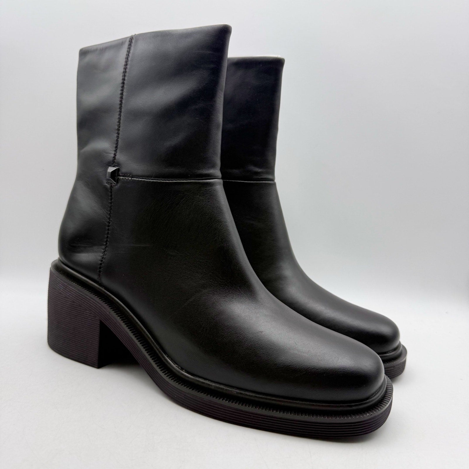 Franco Sarto Womens Kyra Heeled Boots US 9.5 Black Leather NWOB