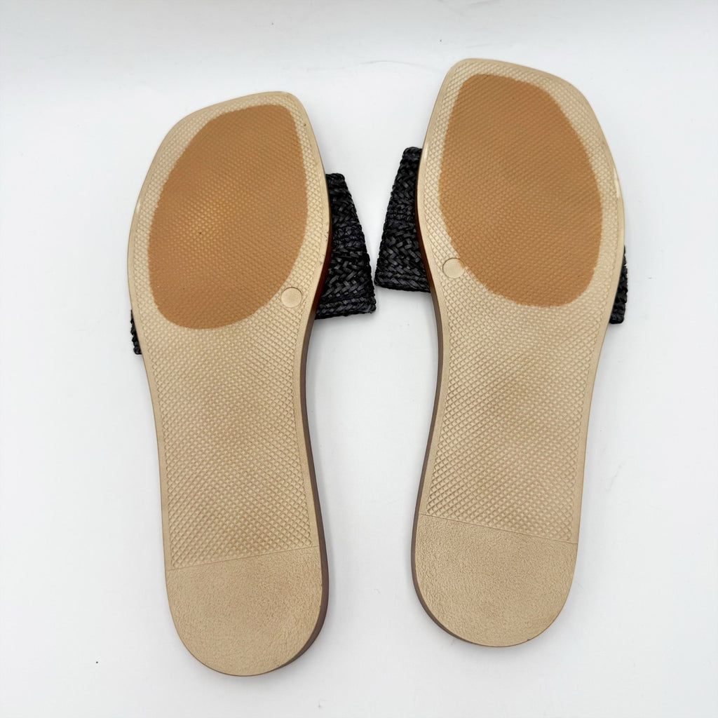 Seychelles Womens Palms Perfection Slide Sandals Size 10 Black Raffia Flats NWOB