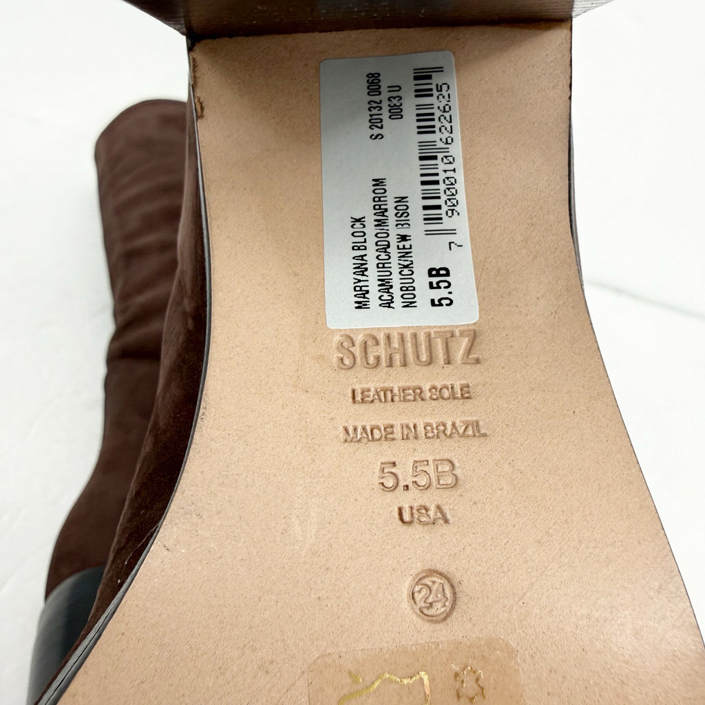 Schutz Women Maryana Knee High Heel Boots SIZE 5.5 M Brown Suede NIB