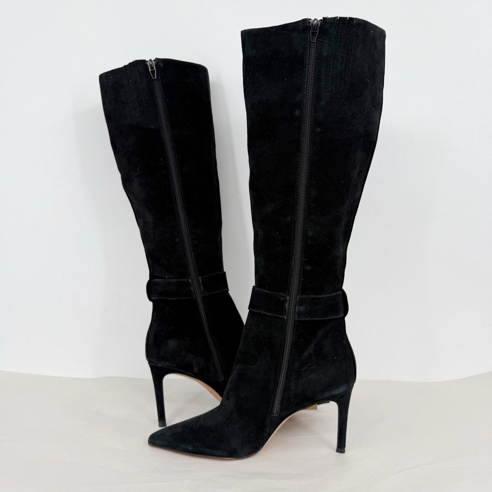 Dolce Vita Womens Kinzy Knee High Boots US 8 EU 38.5 Black Suede High Heels NWOB