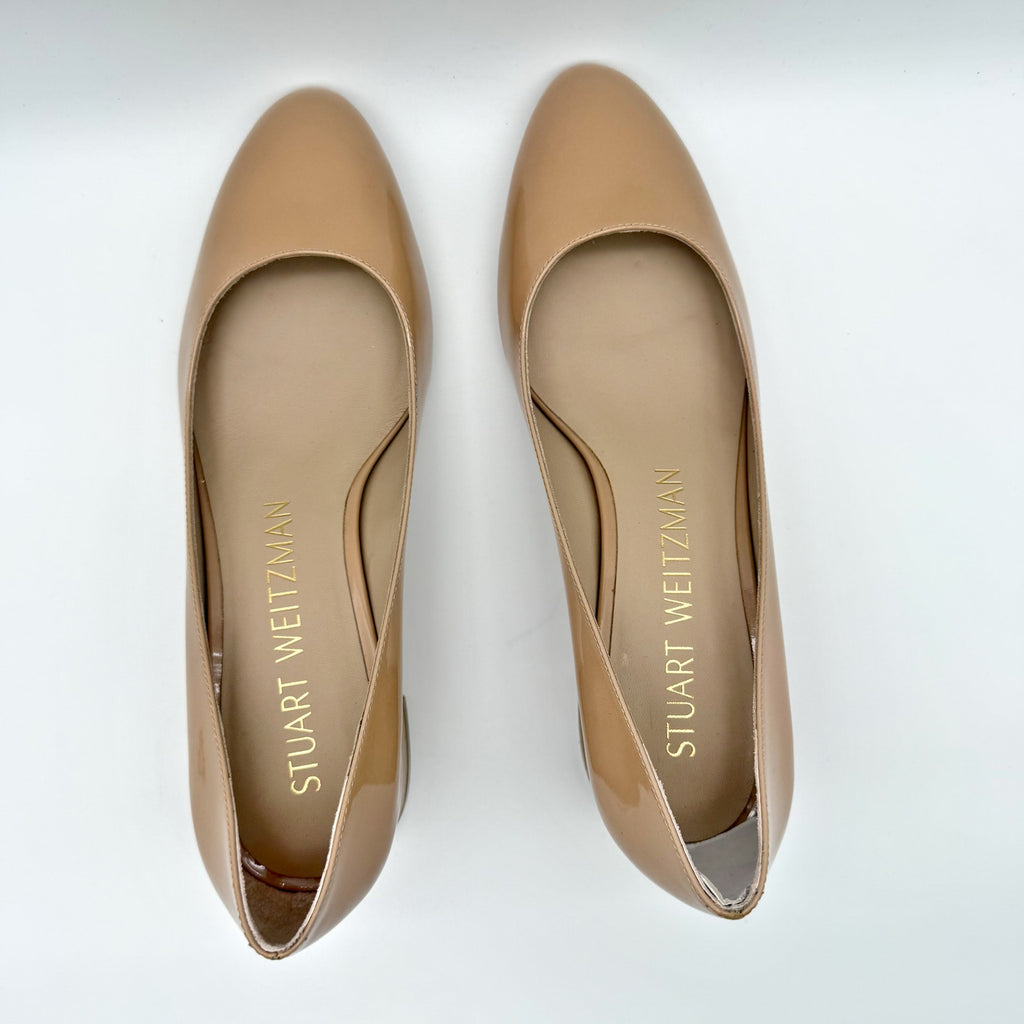 Stuart Weitzman Womens Vivienne 35 Pumps US 8 Nude Patent Leather Heels NIB