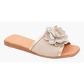 Andre Assous Womens Kiky Flower Slide Sandals Size 7 EU 38 Beige Natural NIB