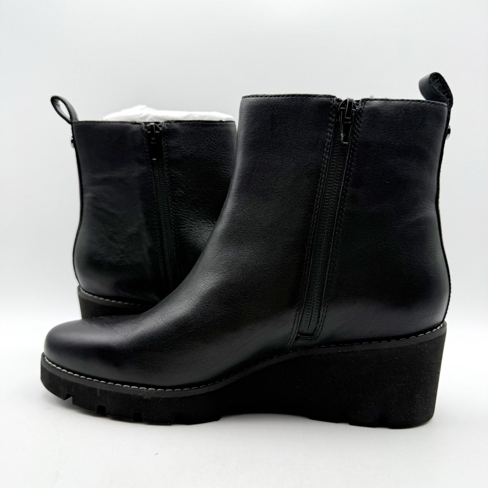 Vionic Womens Aria Ankle Booties US 8 EU 38.5 Black Leather NIB