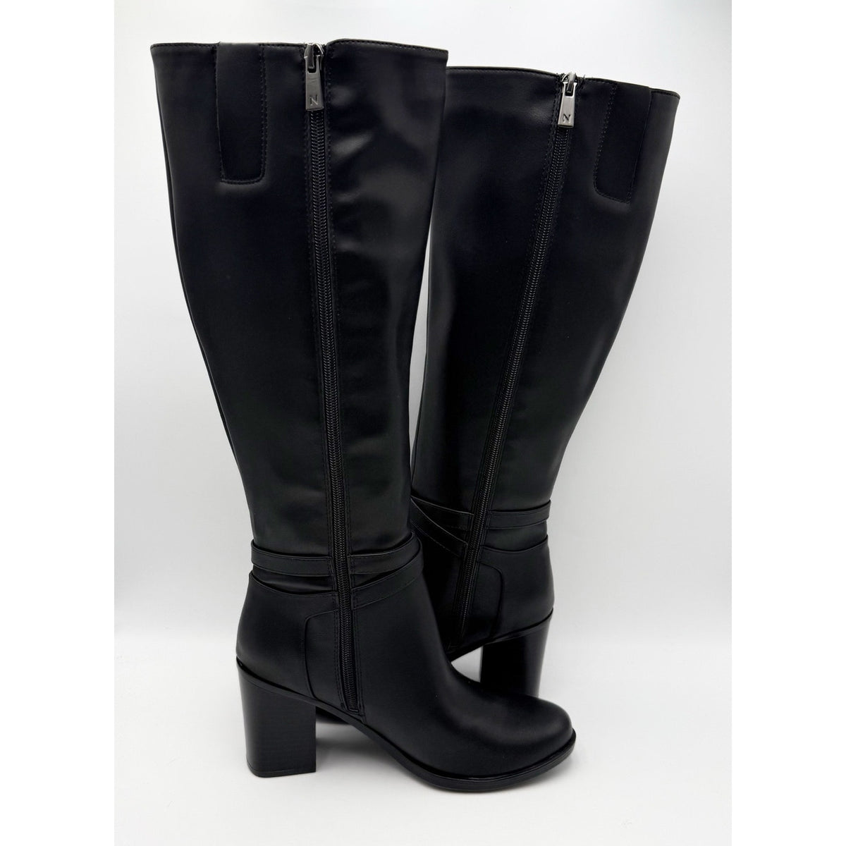 Naturalizer Womens Jane Heeled Knee High Boots Size 8 M Black Faux Leather NIB