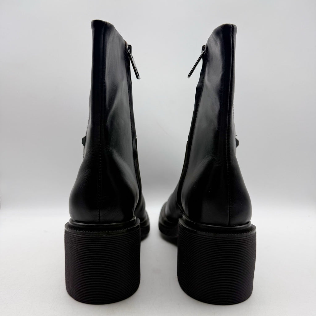 Franco Sarto Womens Kyra Heeled Boots US 9 Black Leather NWOB