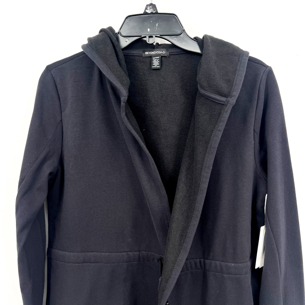 BEYOND YOGA Women's LuxeFleece Hooded Jacket Size XS Black Long Sleeve NWT