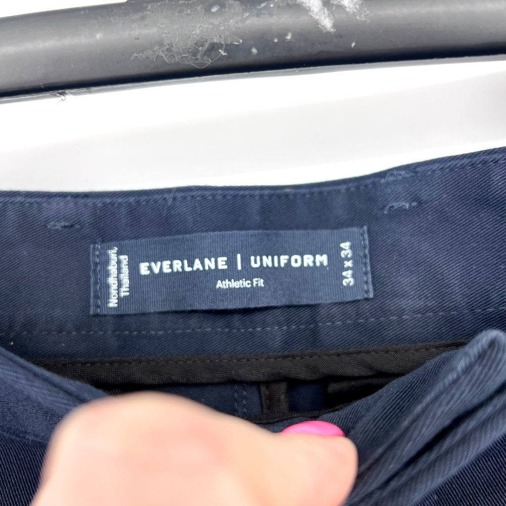 EVERLANE Uniform Mens Performance Chino Pants 34x34 Navy Blue Athletic Fit NWT