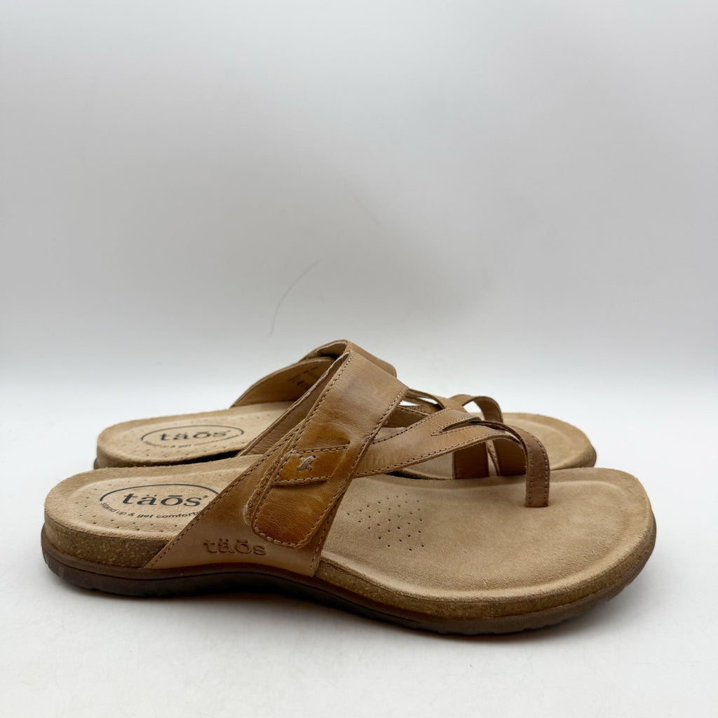 Taos Womens Perfect Toe Loop Sandals Size 10 M Tan Leather NIB