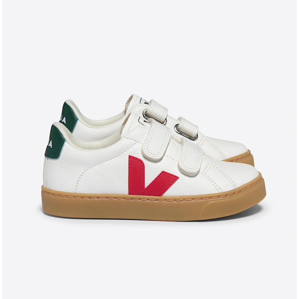 Veja Kids Small Esplar Double Strap Sneakers Size 2 EU 33 White Red Green NWOB