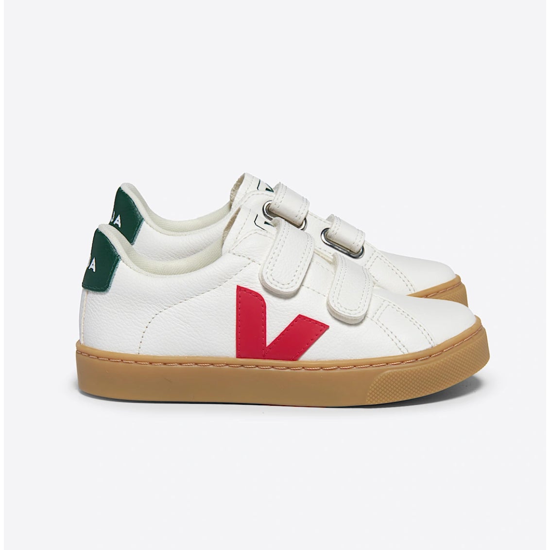 Veja Kids Small Esplar Double Strap Sneakers Size 2 EU 33 White Red Green NWOB