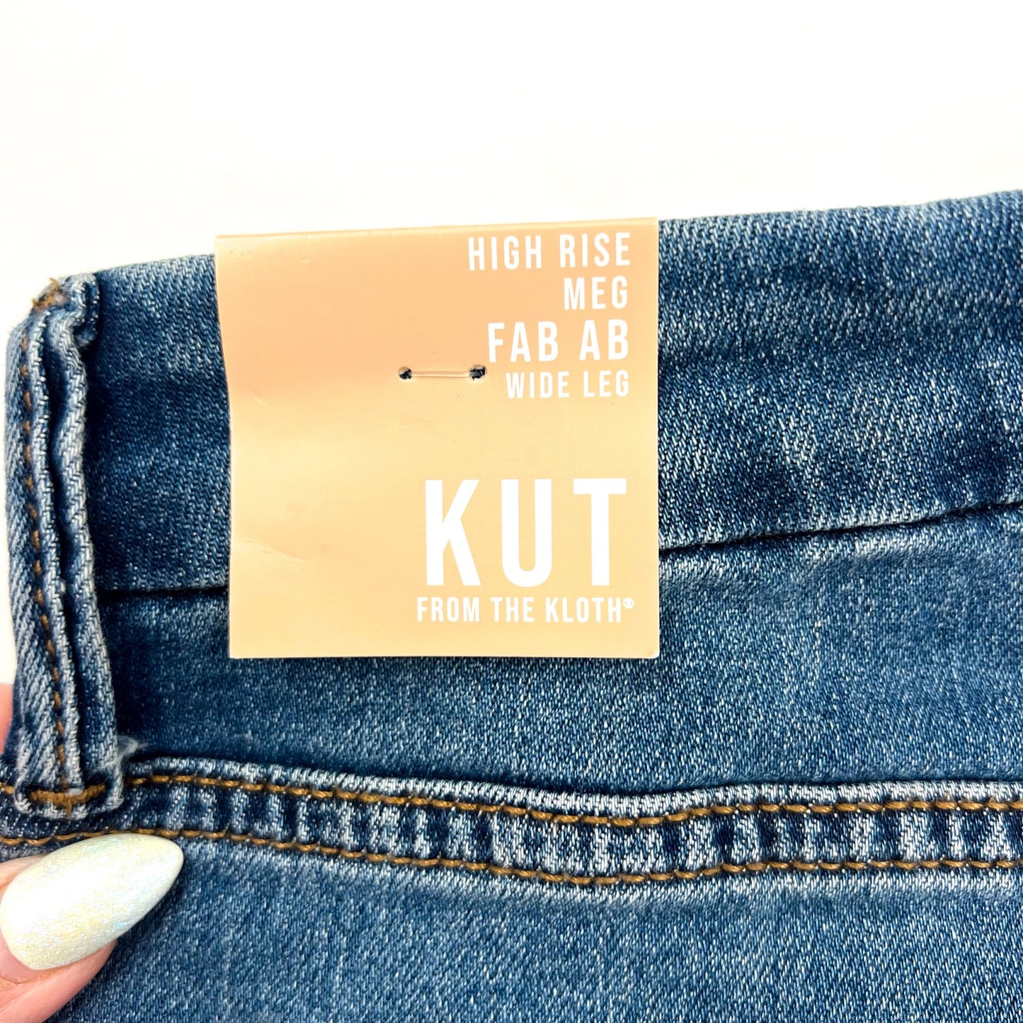 KUT FROM THE KLOTH Meg Wide Leg Jeans 10 Blue Milestone High Rise Fab Ab NWT