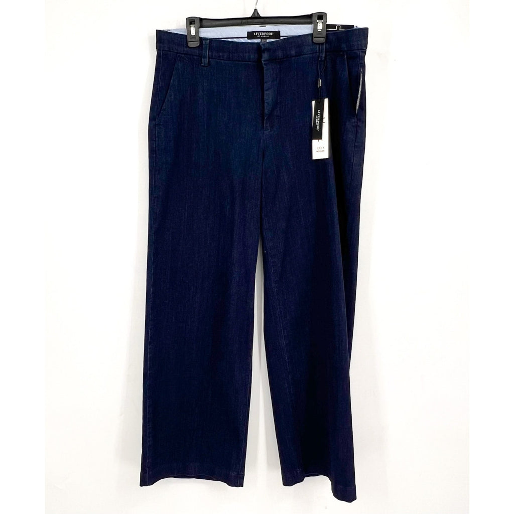 LIVERPOOL Womens Kelsey Wide Leg Trouser Jeans Size 12 Dark Blue Indigo NWT