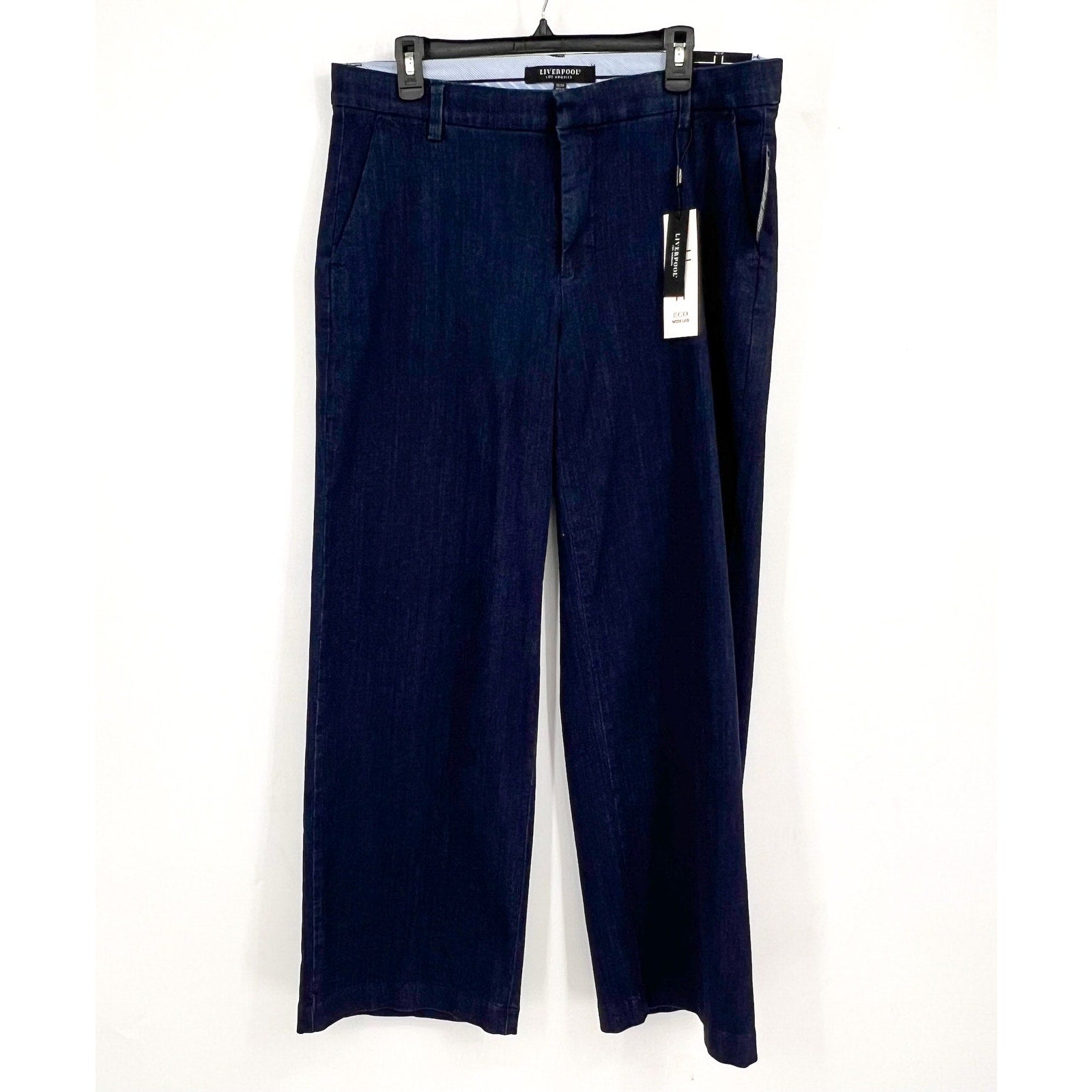 LIVERPOOL Womens Kelsey Wide Leg Trouser Jeans Size 12 Dark Blue Indigo NWT