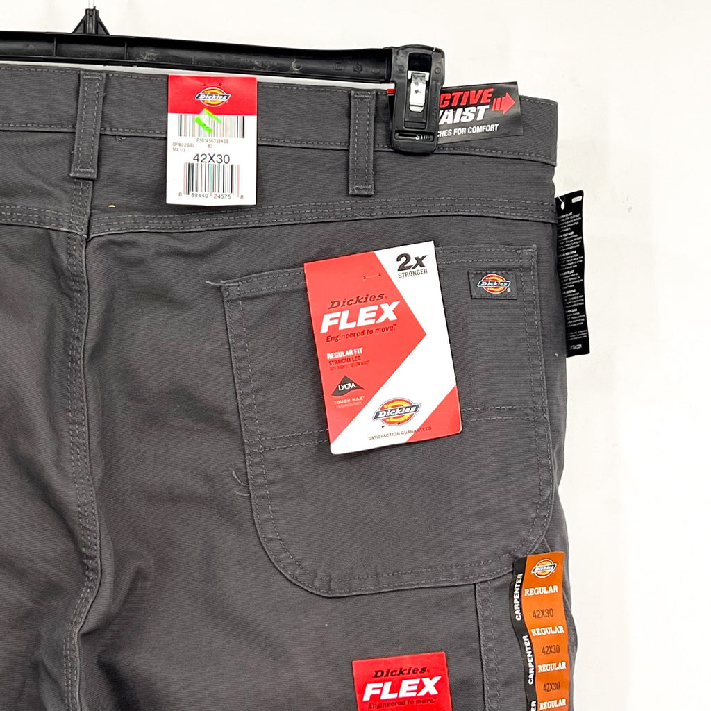 DICKIES Men's Duck Carpenter Pants 42x30 Gray Slate Regular Fit Stretch NWT