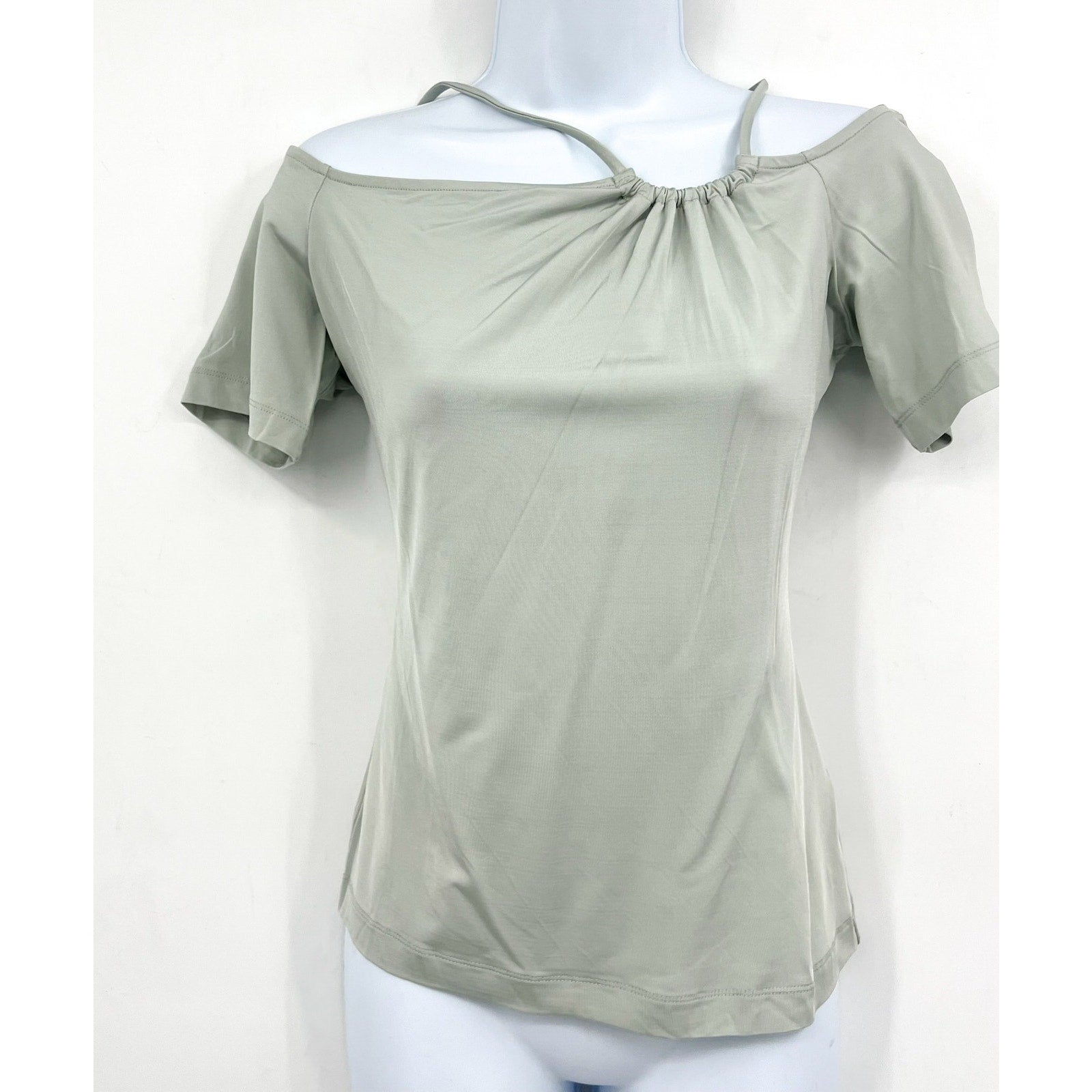 REISS Women's Cierra Strappy Off-Shoulder Short Sleeve Top Medium Light Green NWOT