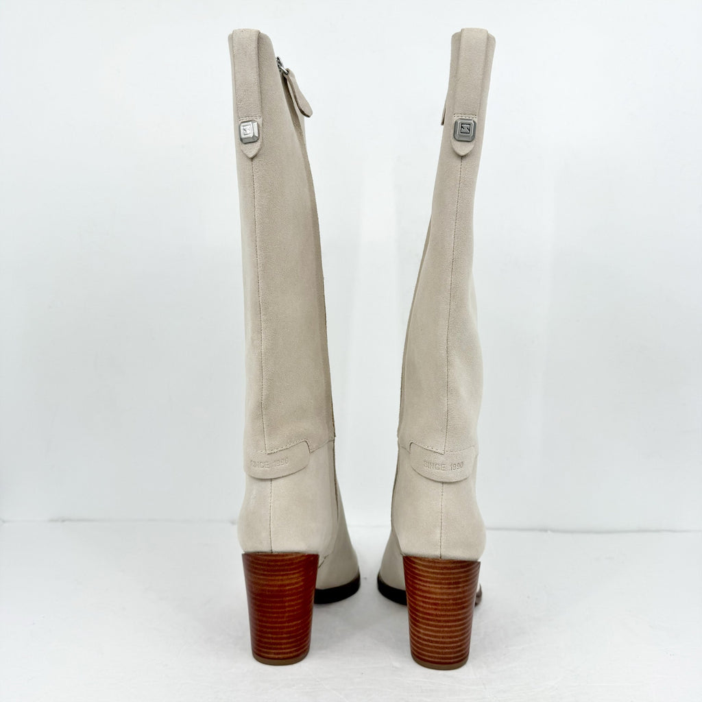 Franco Sarto Womens Jasmine Knee High Boots Size 8.5 Winter White Suede NIB