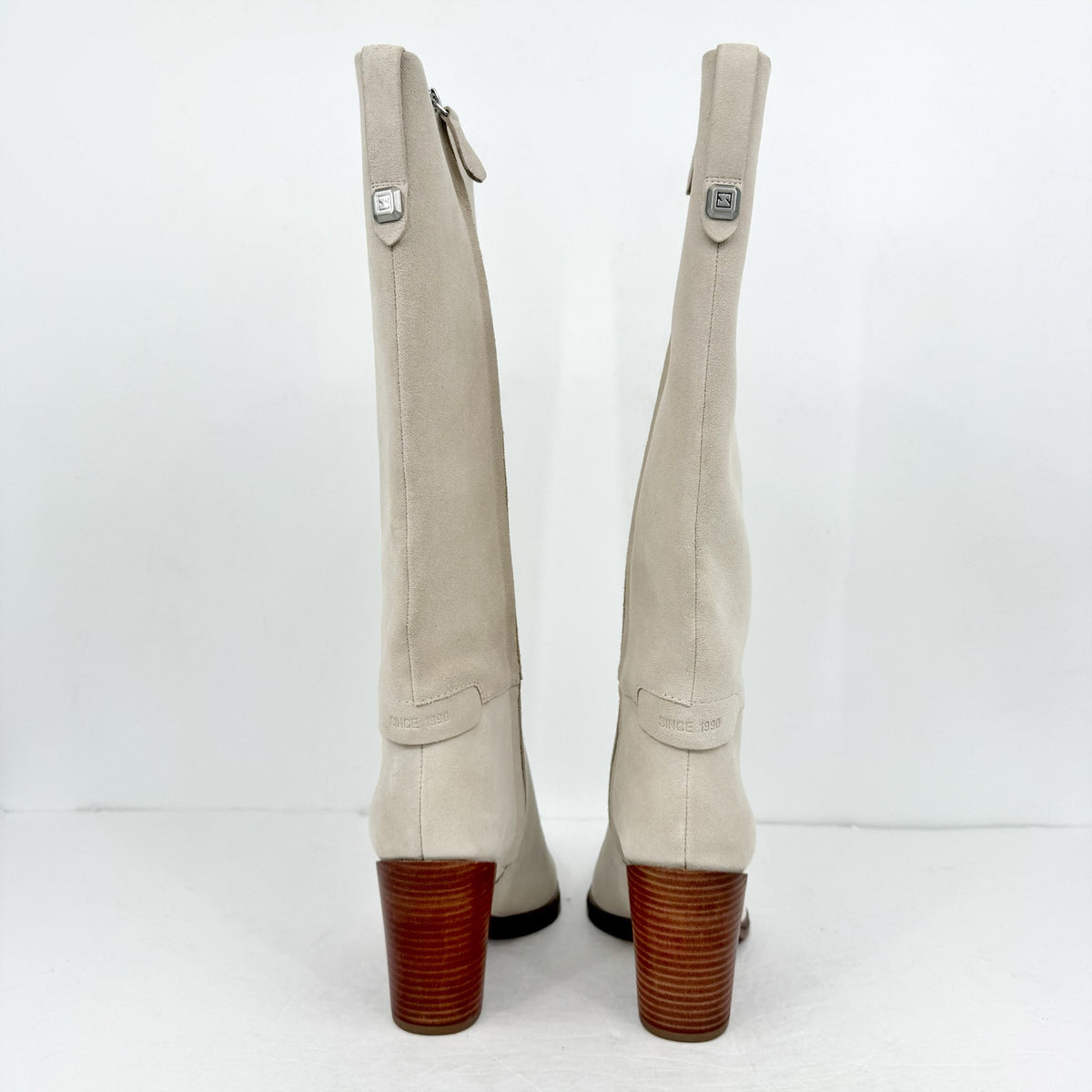 Franco Sarto Womens Jasmine Knee High Boots Size 8.5 Winter White Suede NIB