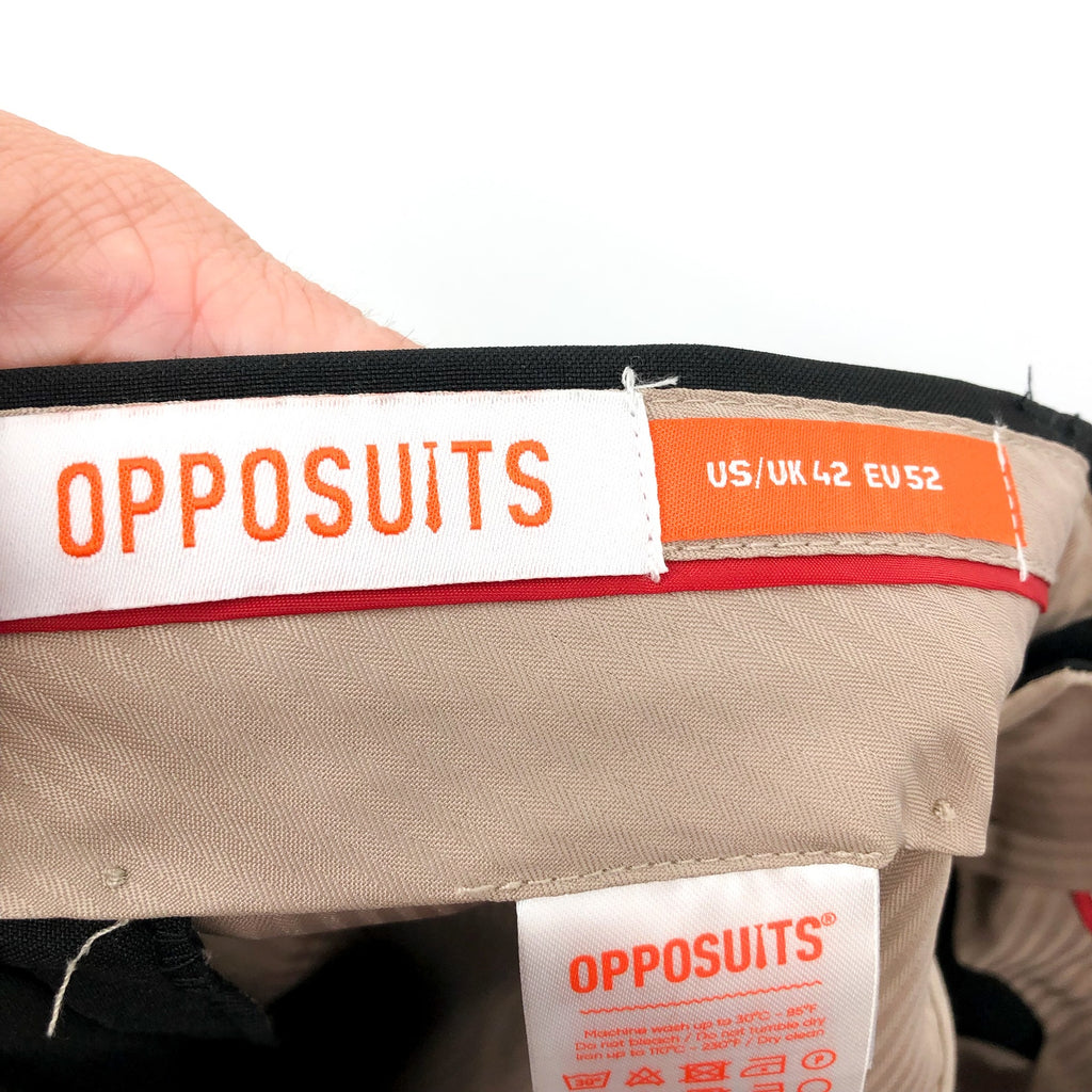 OPPOSUITS Mens Slim Fit Dress Pants 36 x 33 Black Straight Leg Flat Front NWOT
