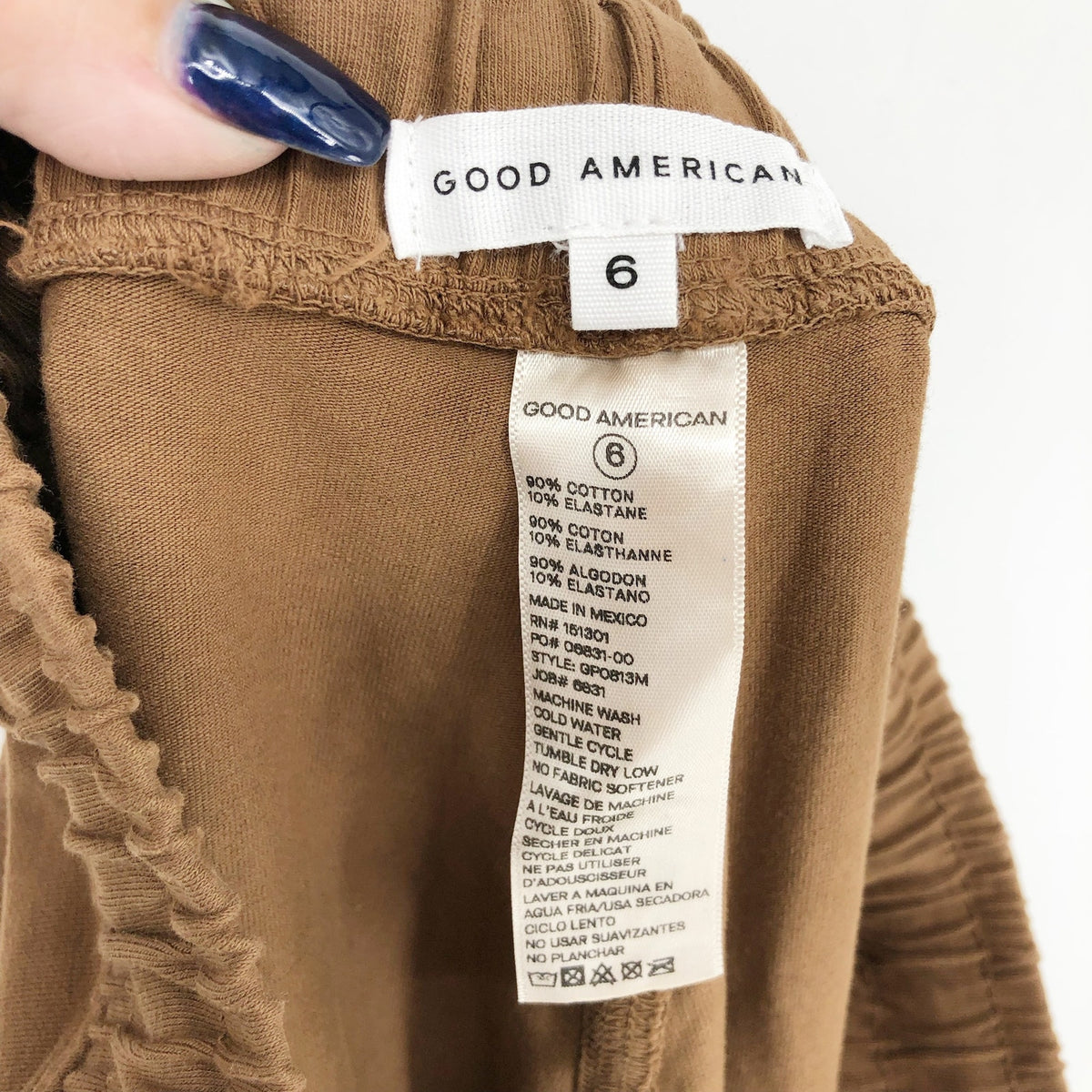 GOOD AMERICAN Essential Tie-Waist Leggings 3XL Tan Sepia Cotton Jersey NWT