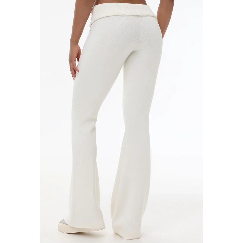 JUICY COUTURE Women's Knit Flare Pants Large White Angel Fold Over Band NWT