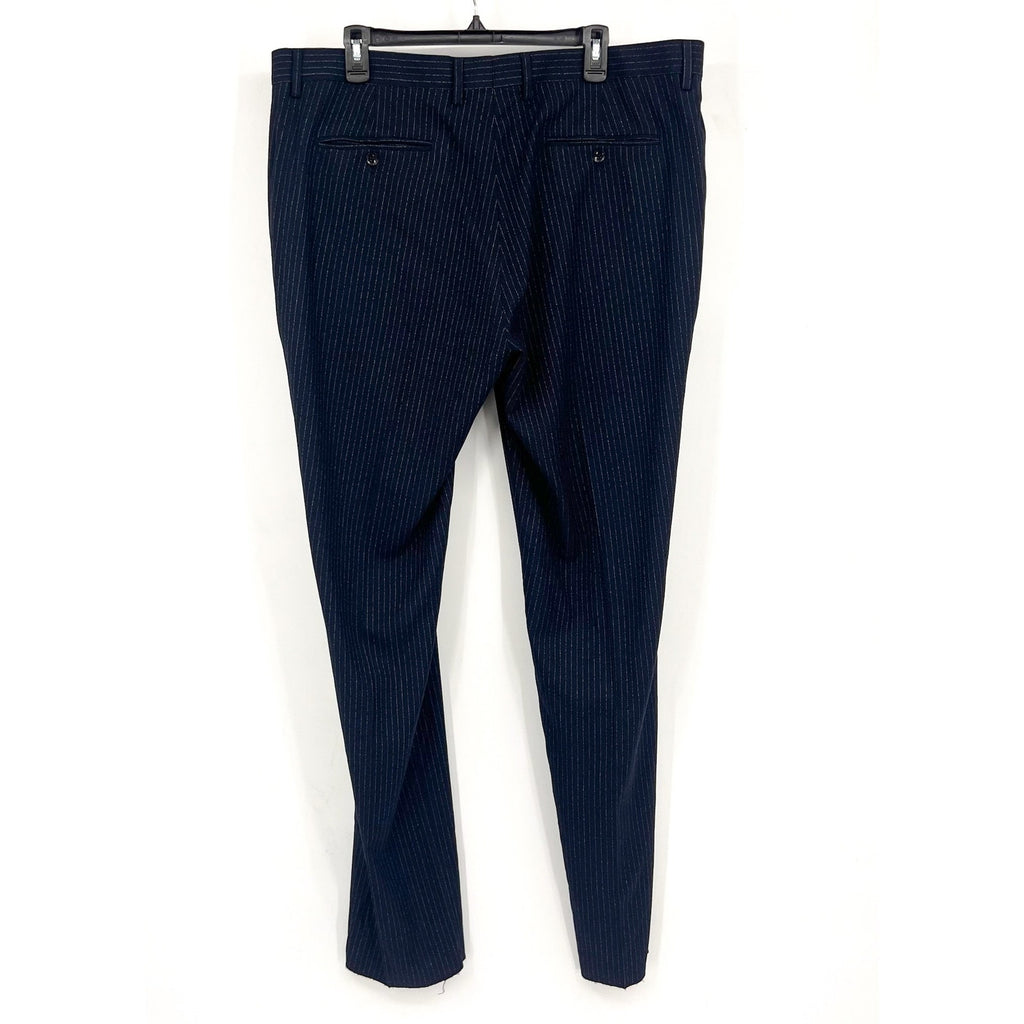 SOUL OF LONDON Men's Flat Front Dress Pants 40R Navy Blue Pinstriped NWOT