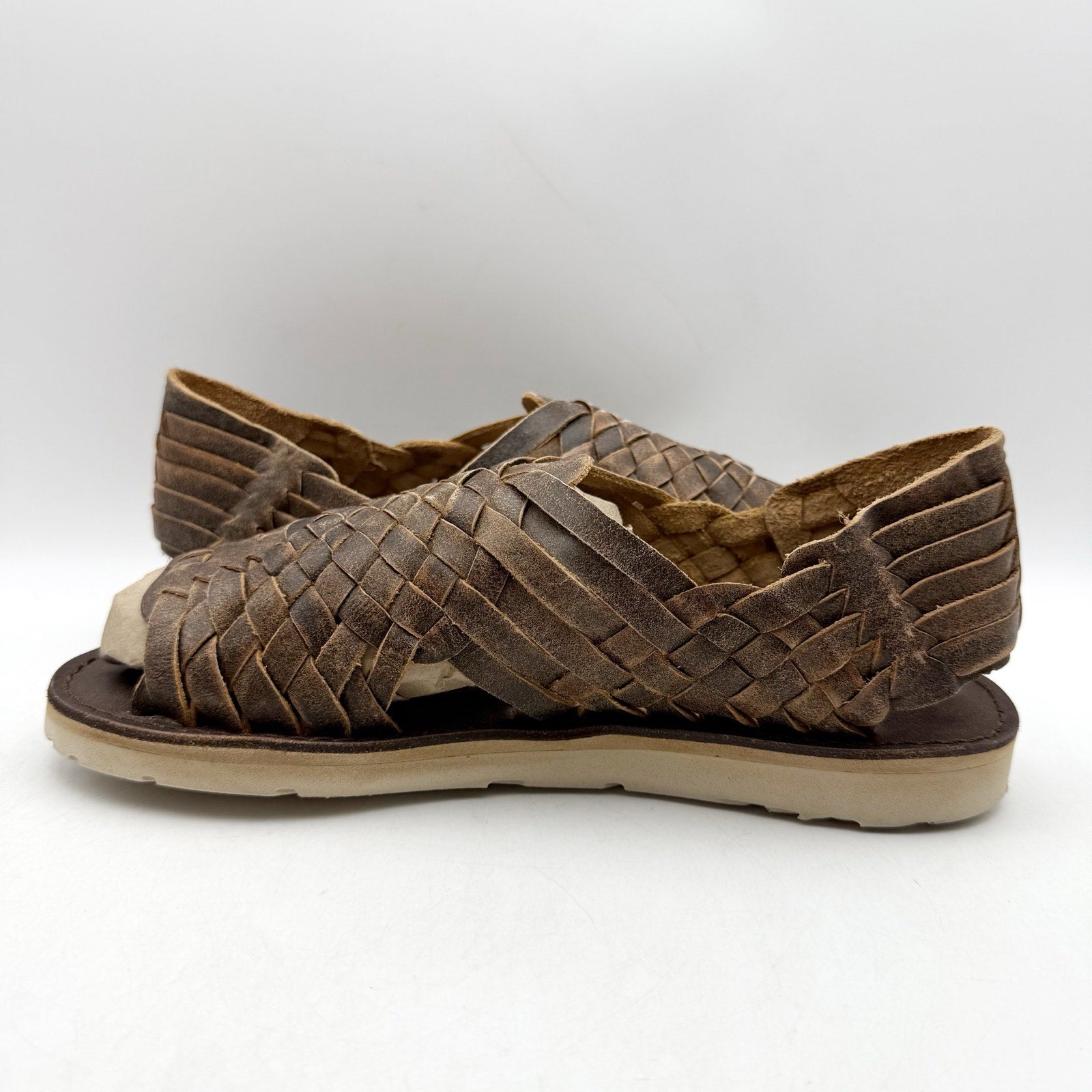 Brand X Womens Huarache Sandals US 8.5 Dark Brown Leather Woven NWOB