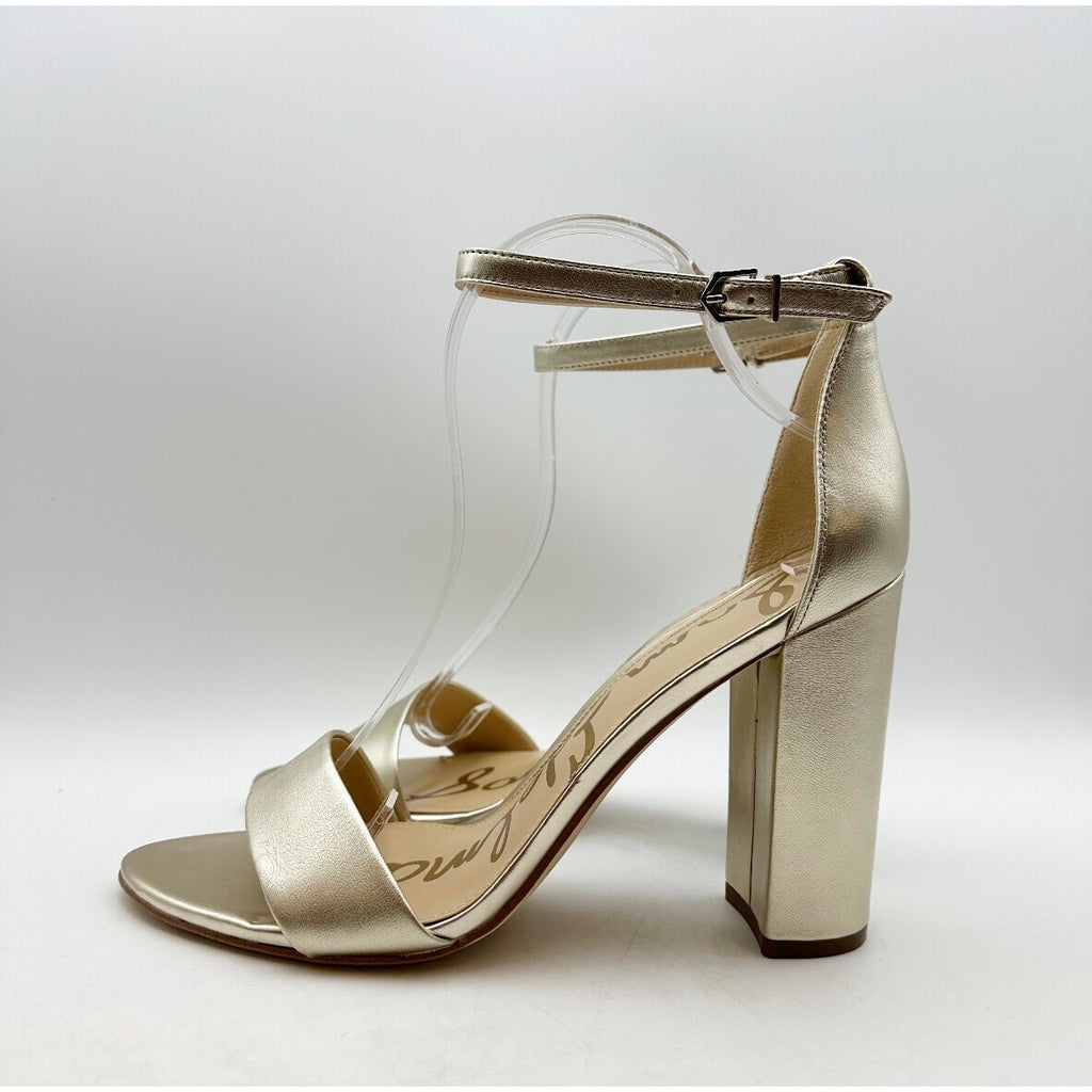 SAM EDELMAN Women's Yaro Dress Sandals Size 10.5 Gold Leather Blocked Heel NWOB