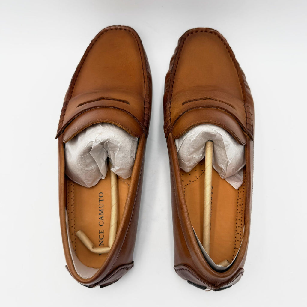 Vince Camuto Mens Vitzroy Driver Loafers Size 9.5 EU 42.5 Brown Tan Leather NIB