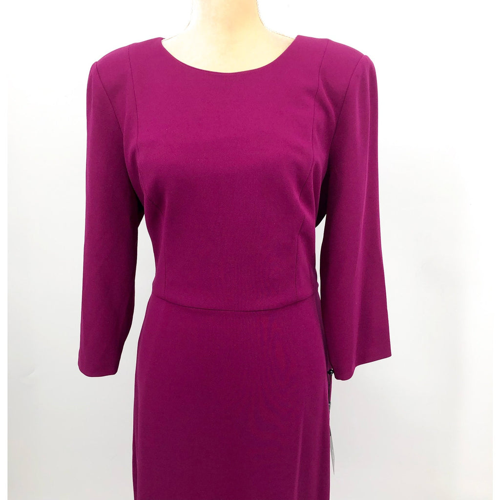 ADRIANNA PAPELL Women's Knit Crepe Sheath Dress Size 14 Pink Wildberry Tie NWT