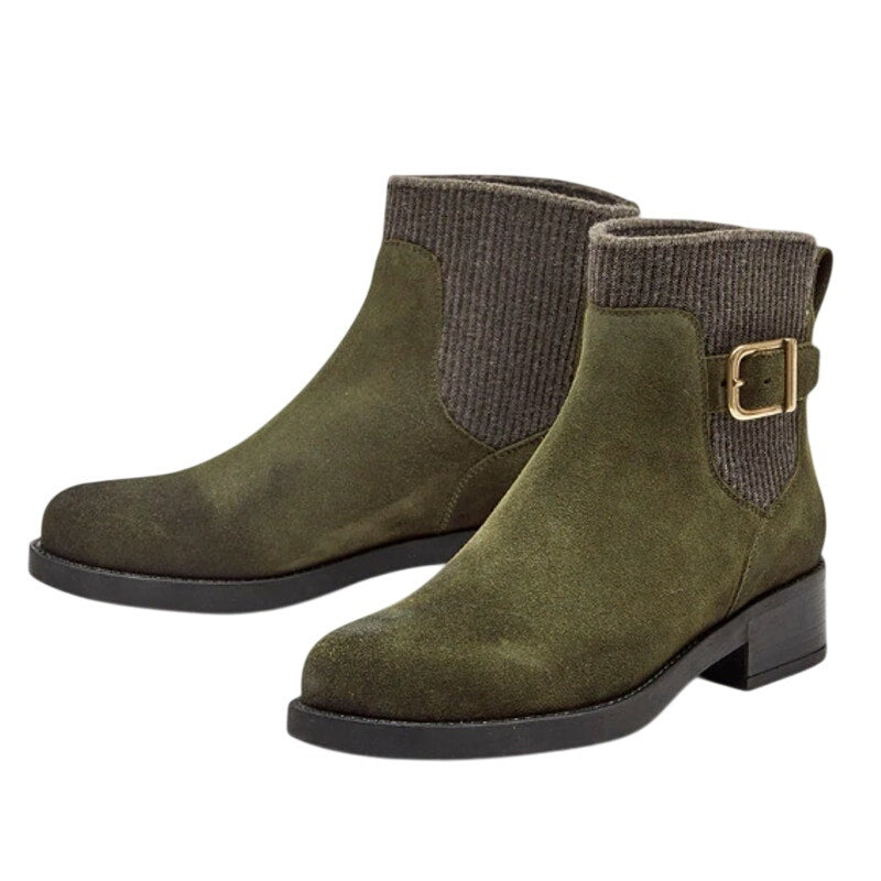 Cammina Womens Salerno Ankle Boots Size 7.5 Olive Green Suede NWOB