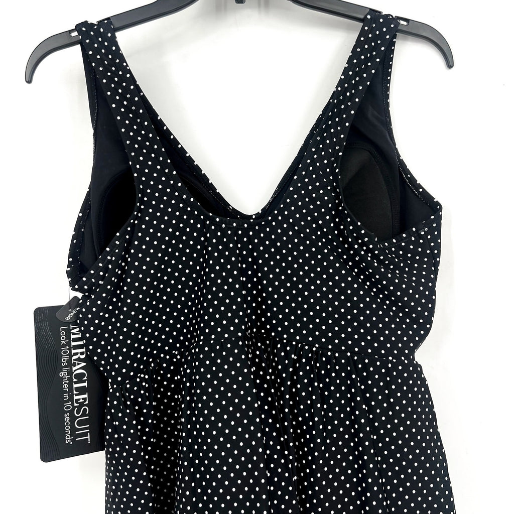 MIRACLESUIT Women's Pin Point Marais Swim Dress Size 16W Black White NWT
