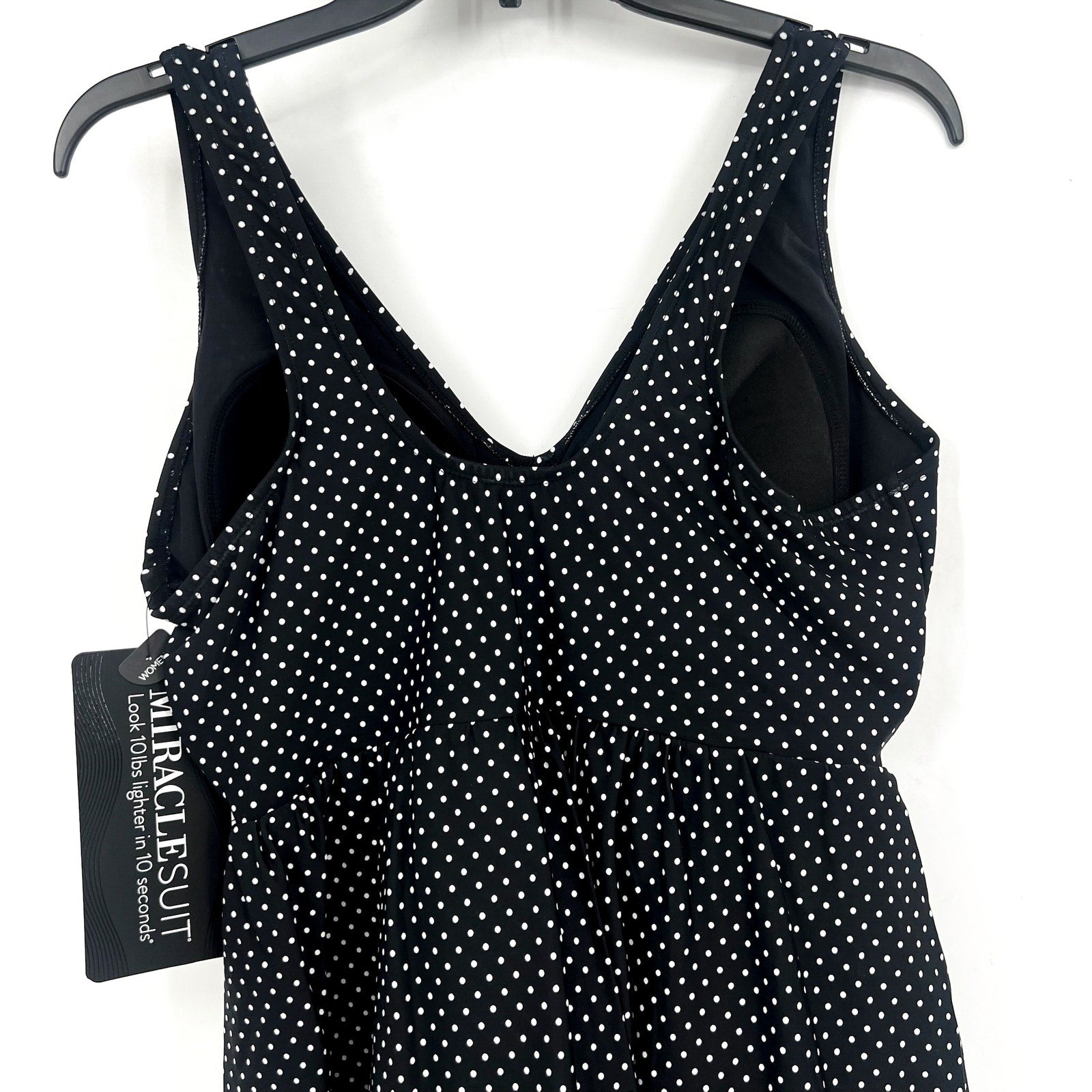 MIRACLESUIT Women's Pin Point Marais Swim Dress Size 16W Black White NWT