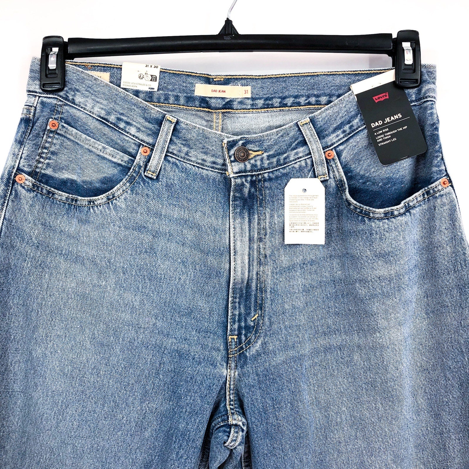LEVI'S Womens Dad Straight Jeans 31x30 US 12 Blue Far and Wide NWT 79770-0019
