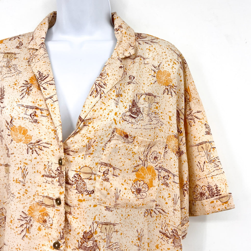 PRANA Women's Iguala Cropped Shirt Top XL Golden Hour Escape Button Front NWT
