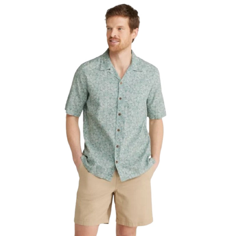 L.L. BEAN Men's Tropics Woven Shirt Medium Green Sea Shells Short Sleeve NWT