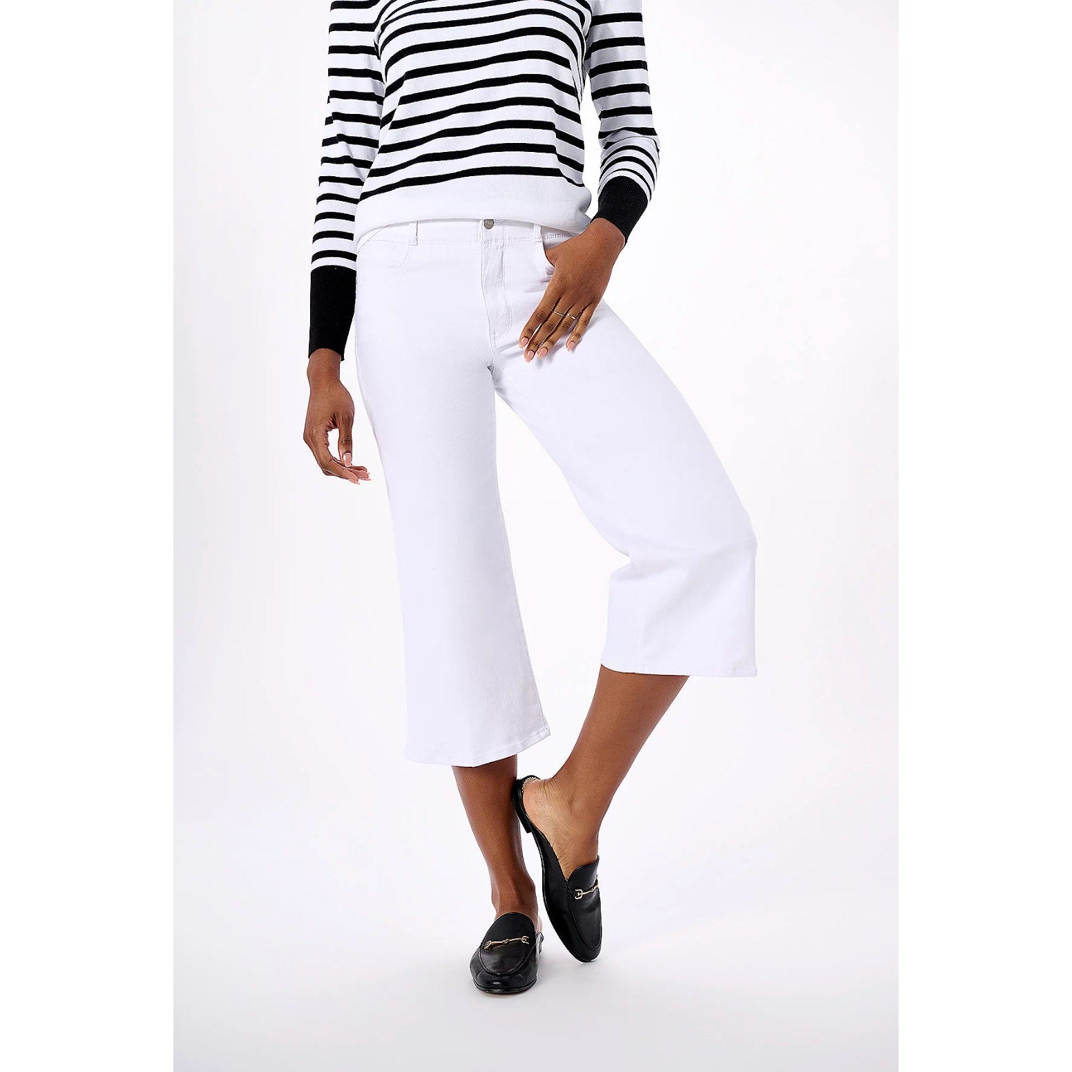 NYDJ Womens Cool Embrace Wide Leg Crop Jeans 18W PETITE Optic White NWT