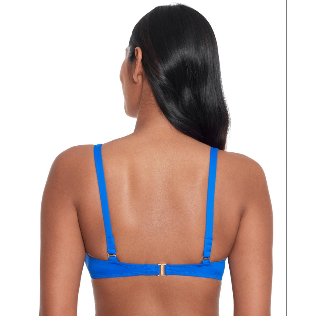 LAUREN RALPH LAUREN Women's Bikini Top Size 14 Royal Blue Beach Club Solids NWT