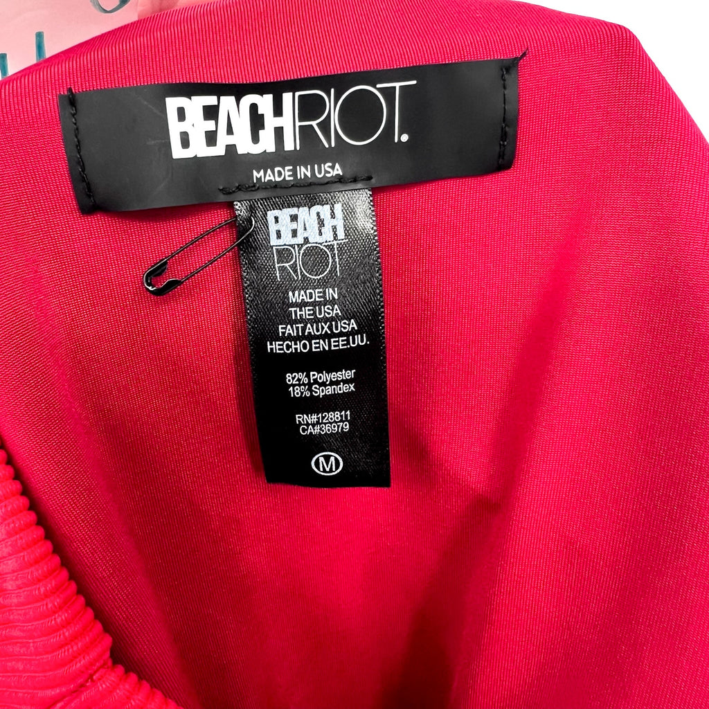 BEACH RIOT Women's Highway Bikini Bottom Medium Red Ribbed High Waist NWOT