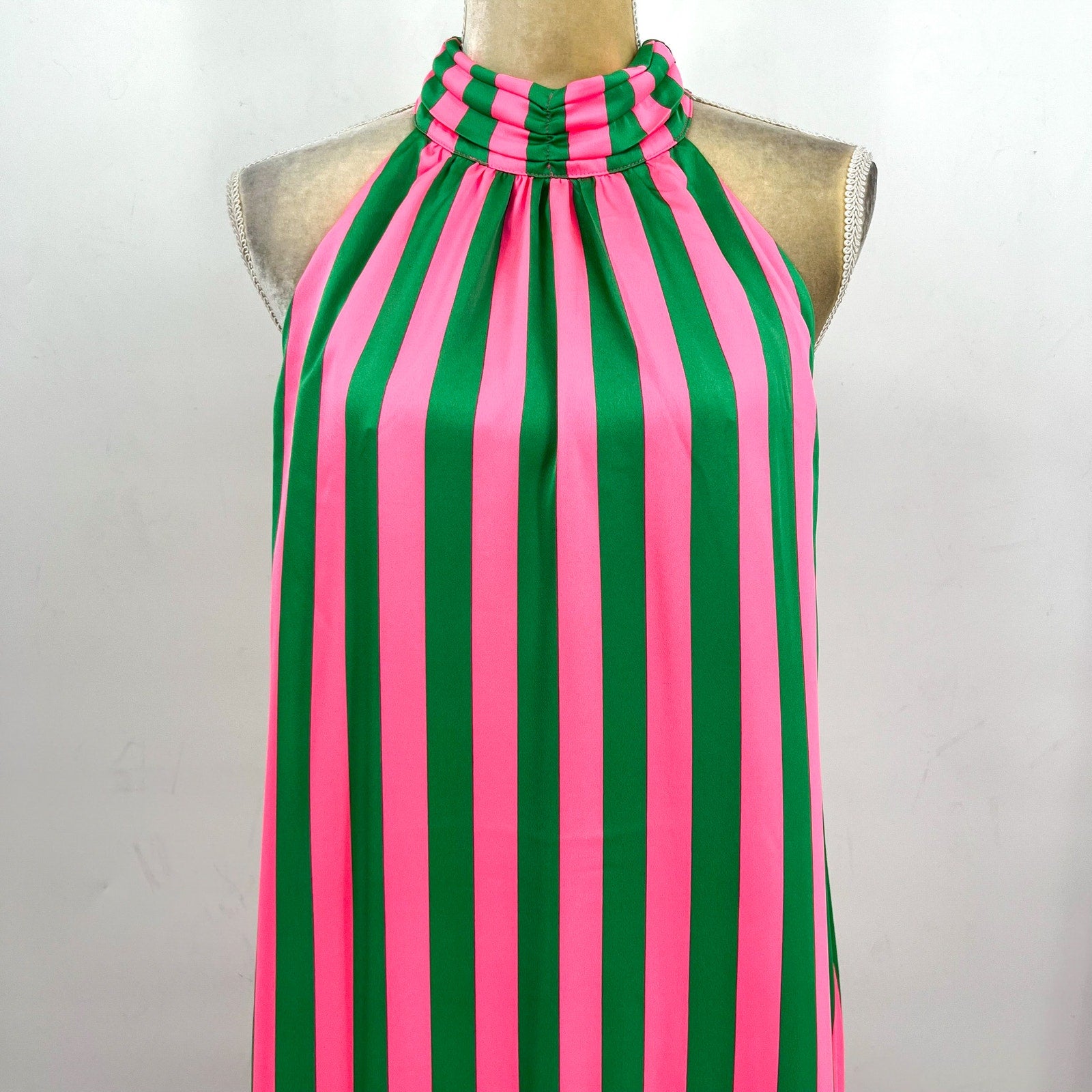 LILLY PULITZER Steph Halter Maxi Dress Size 6 Roxie Pink Green X Wide Stripe NWT