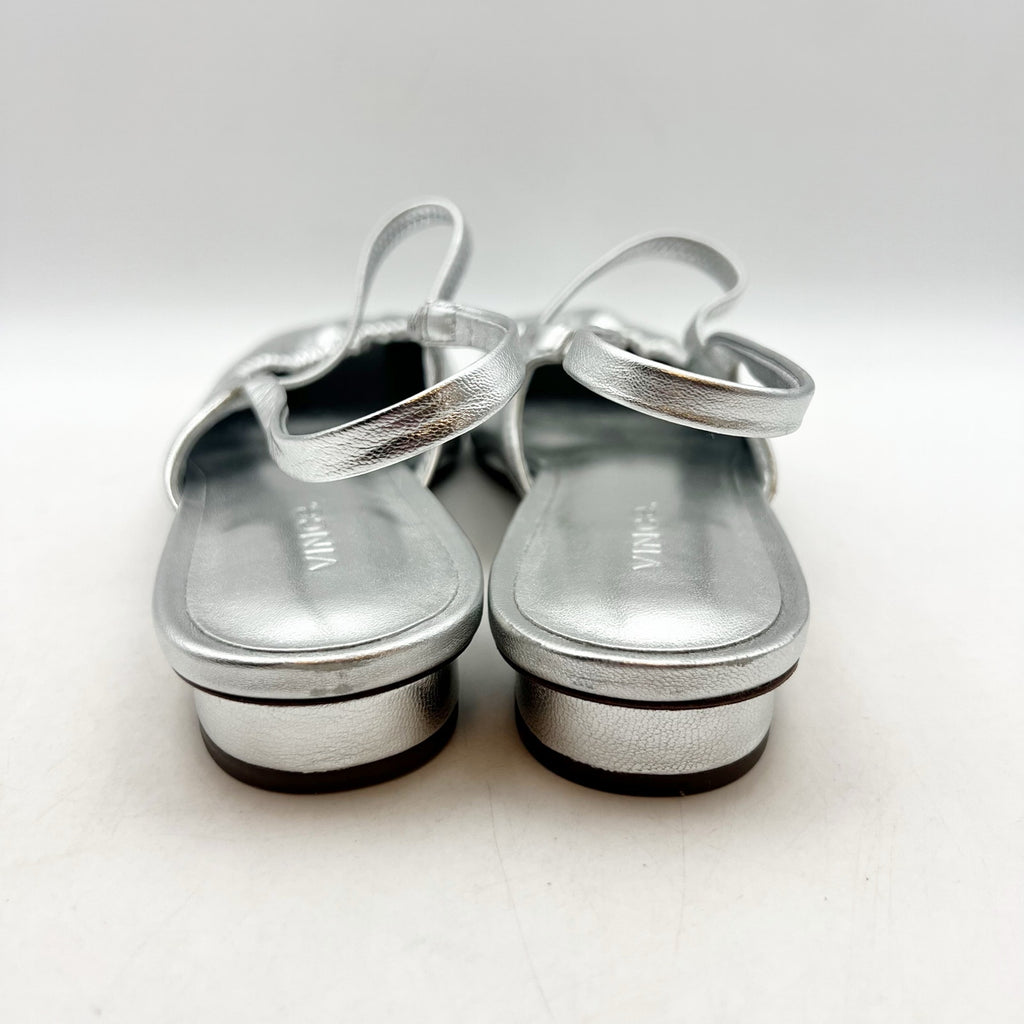VINCE. Womens Venice Flats US 9.5  EU 40.5 Warm Silver Leather Slip On NIB